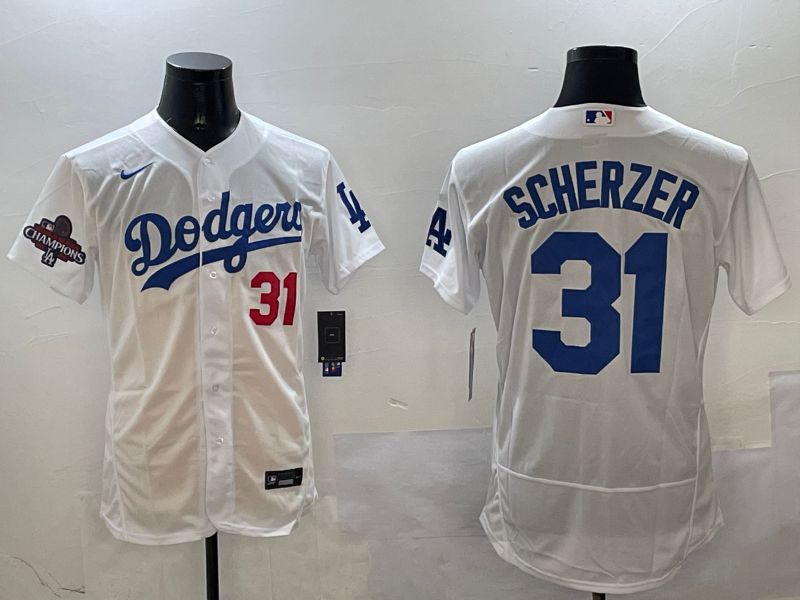 Men Los Angeles Dodgers #31 Scherzer White Elite 2025 Nike MLB Jersey style 3202->los angeles dodgers->MLB Jersey